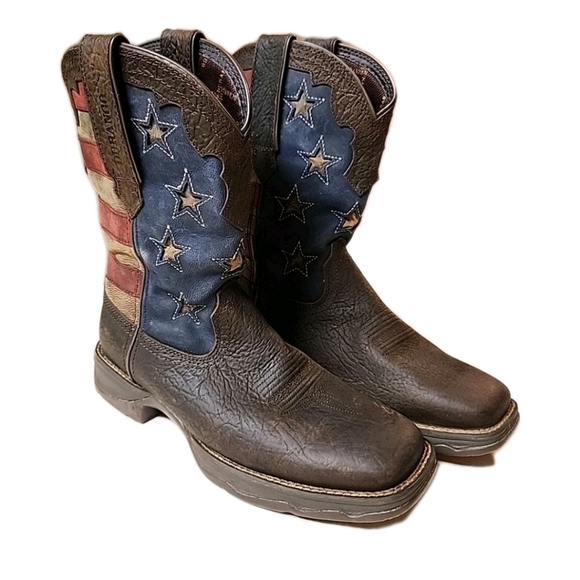 New Durango Lady Rebel 10" Brown Leather Vintage Flag Western Boots Womens 9M - Picture 3 of 16